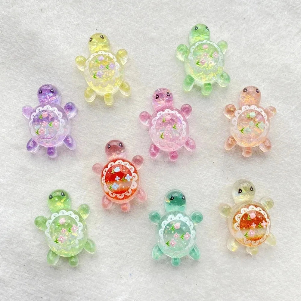 10pcs Cute Cartoon Colorful Turtle Flat back Resin Scrapbook Figurines DIY Home Decor Crafts Zpaxo