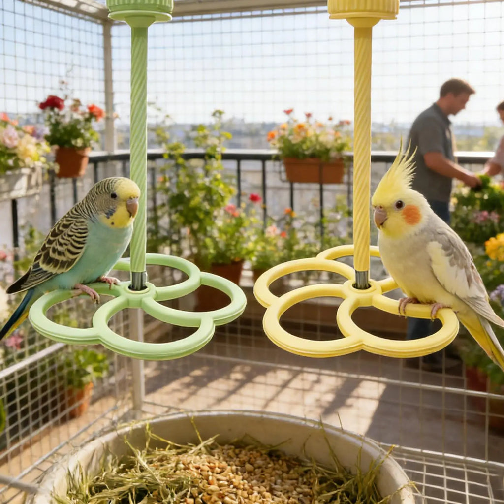 Rotating Windmill Parrot Perch Toy – Bird Cage Enrichment Bird Cage Toy Zpaxo
