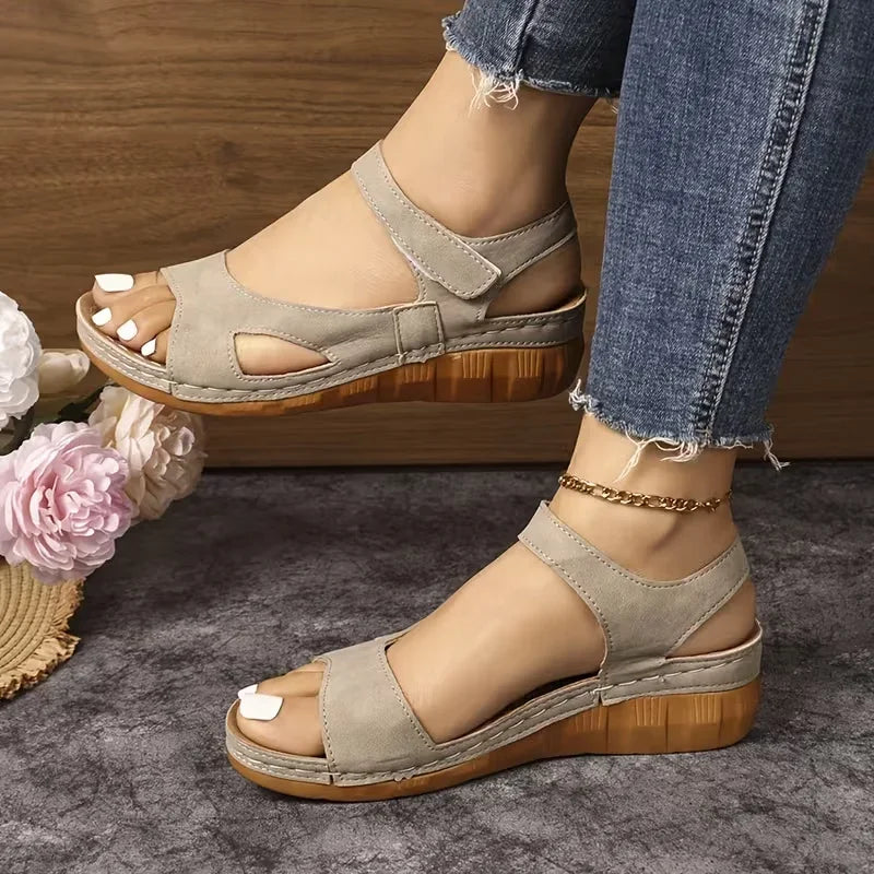 Women Platform Sandals Summer Lightweight Casual Wedges Shoes Woman Zpaxo Khaki 36