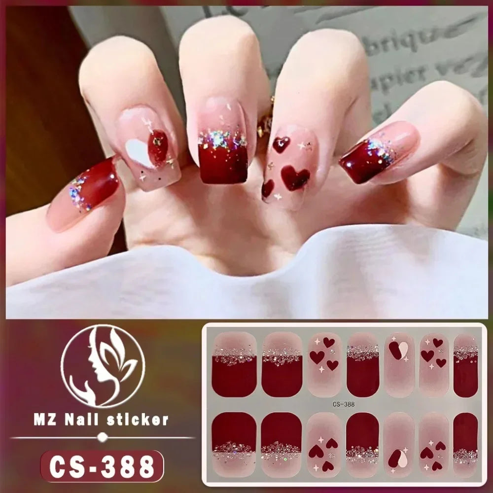 Baking Free Fashionable Nail Art Stickers Collection Manicure DIY Nail Polish Strips Wraps for Party Decor Zpaxo CS-388