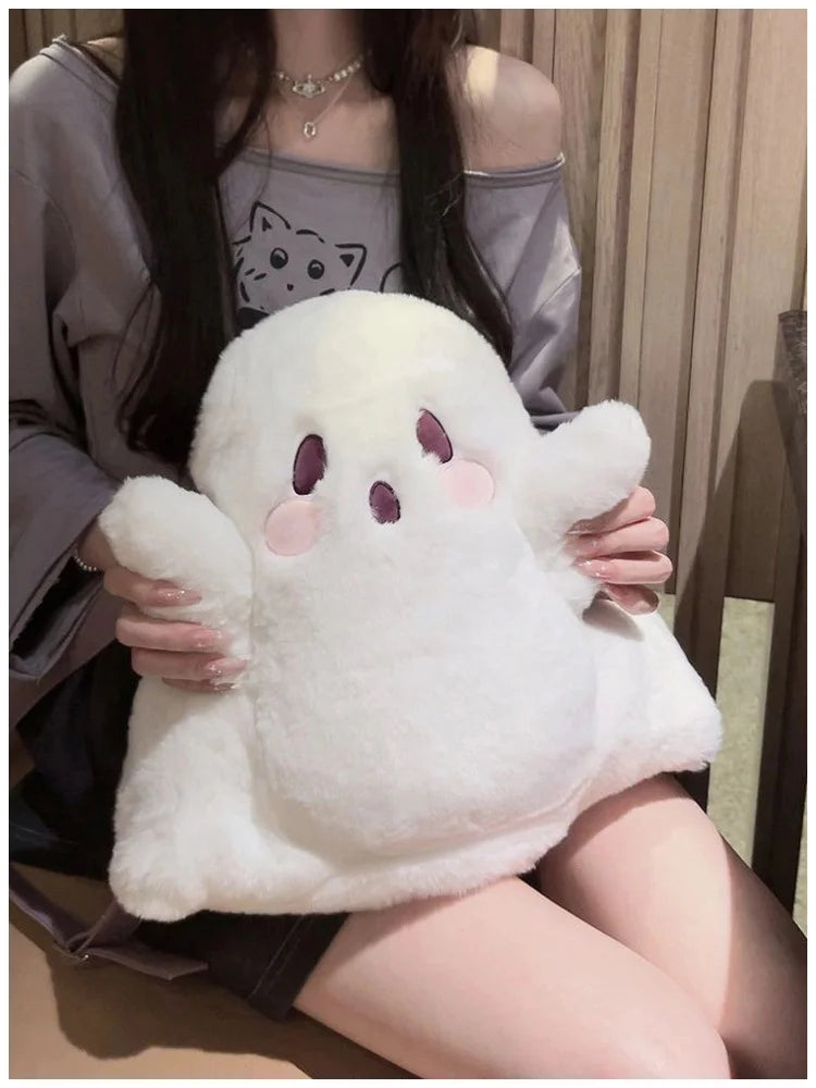 Halloween Ghost Plush Cartoon Backpack – Cute Casual Bag