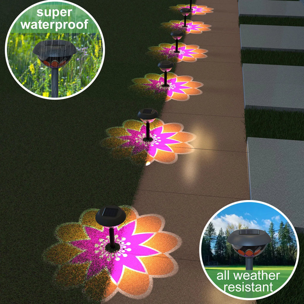 LED Solar Garden Projection Lights Outdoor Waterproof Solar Landscape Spotlights Yard Patio Path Solar Courtyard Lamp Decor Zpaxo