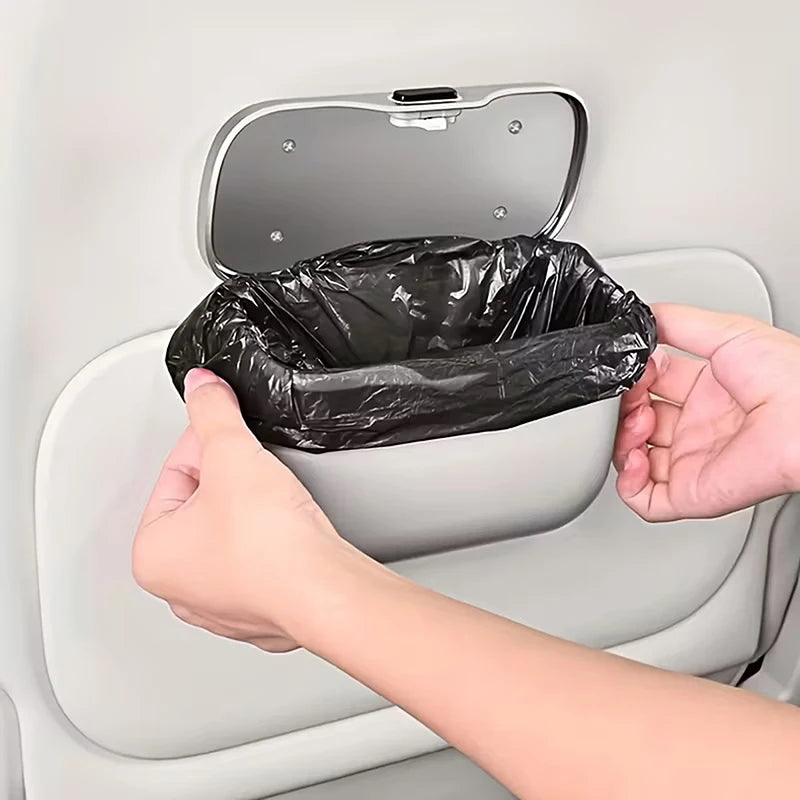 Car Trash Can – ABS Rolling Cover, Dry & Wet, Universal Fit