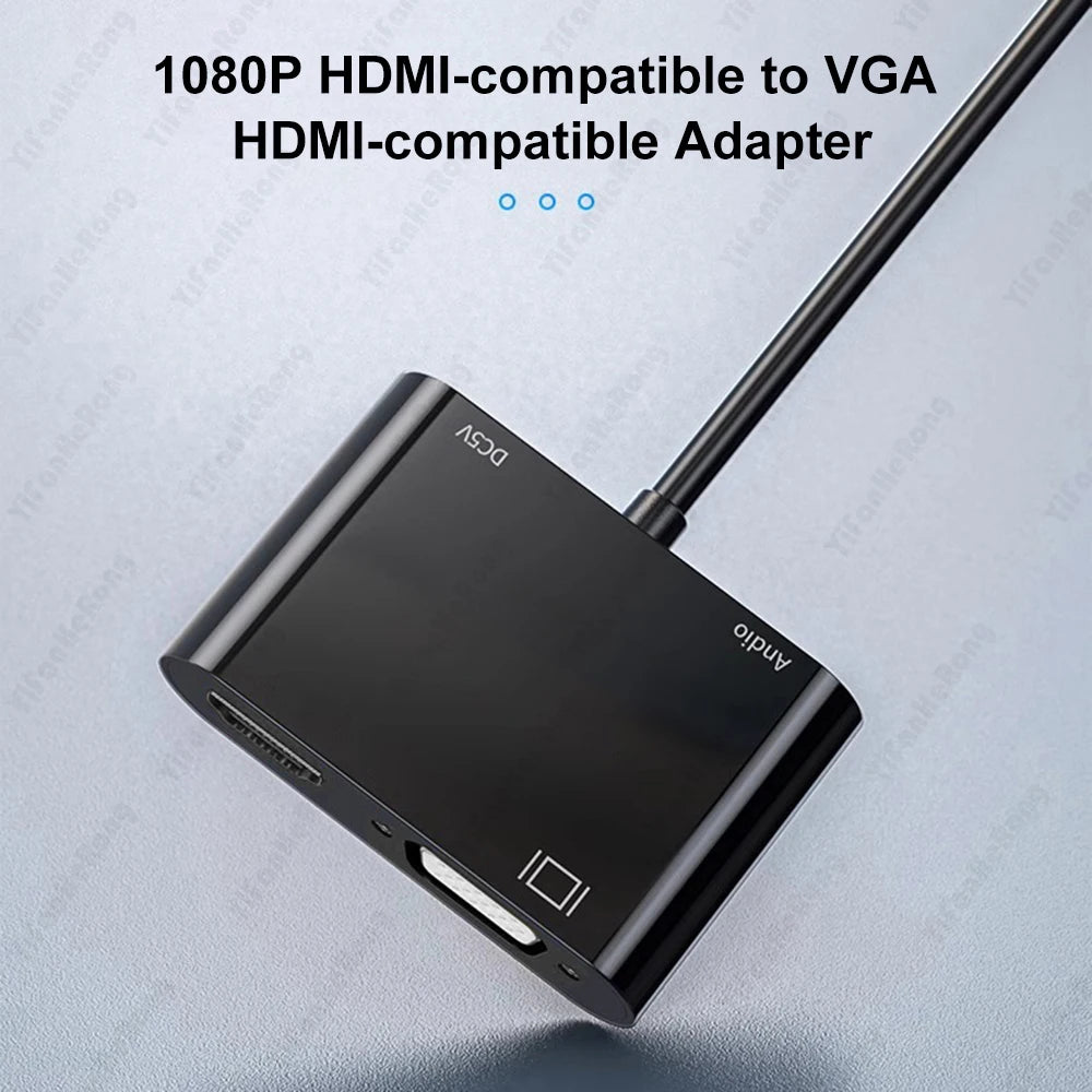 3.5mm Audio 4K HDMI-Compatible To VGA Adapter 1080P Video Converter Digital to Analog for Laptop Projector HDMI-Compatible Cable Zpaxo