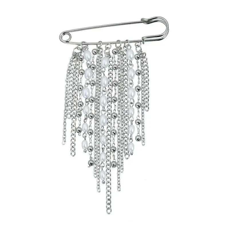 Unique Women's Pearl Chain Tassel Brooch Perfect Accessory Clothing Zpaxo A1