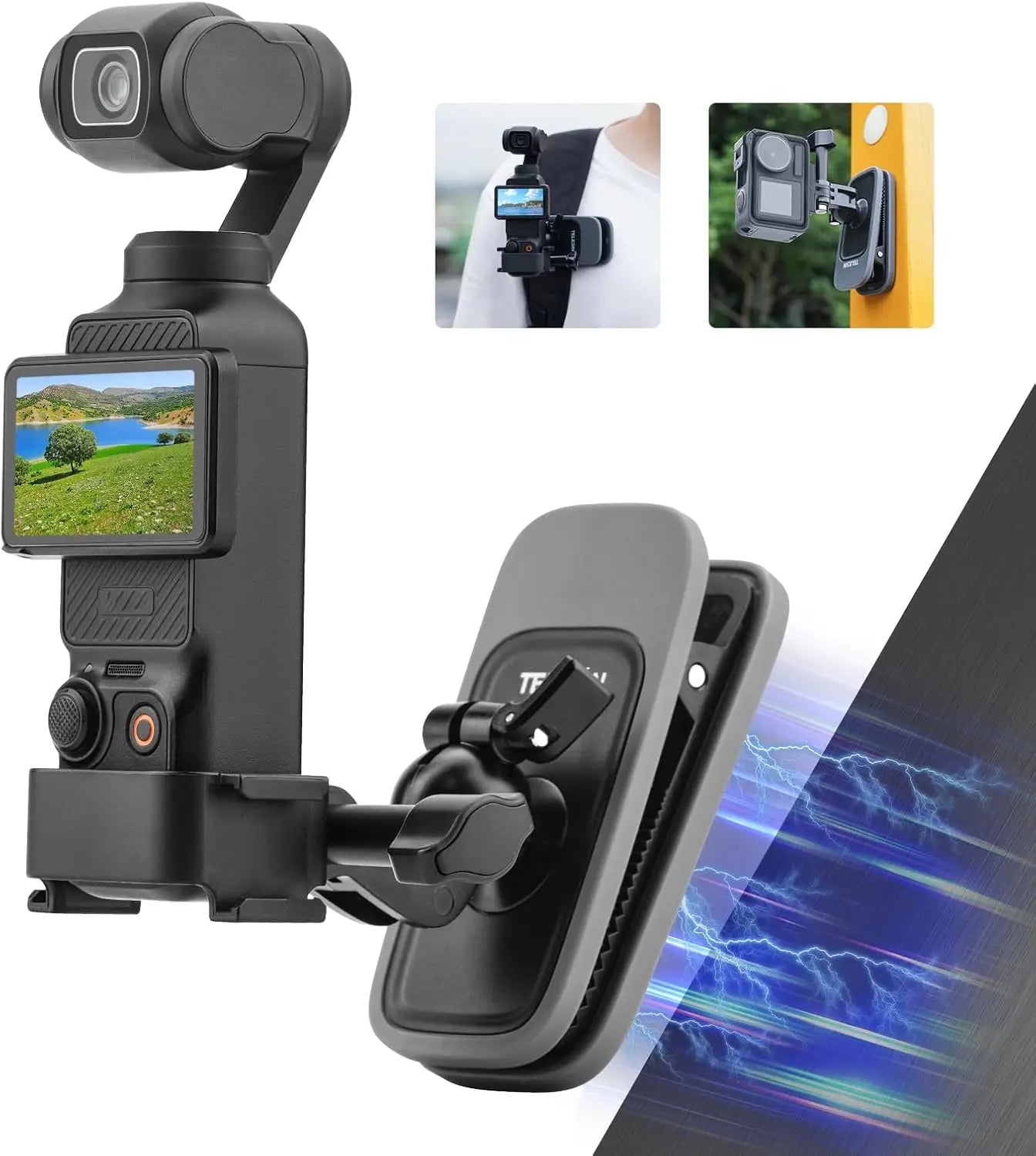 Magnetic Backpack Clip Mount for DJI OSMO Pocket 3 | 360° Ball Camera Clip Mount Zpaxo