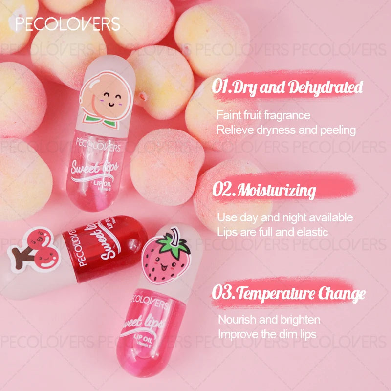 1PC Moisturizing Tinted Lip Oil, Glossy, Fruity Flavor, Prevents Dry Lips, Light and Thin, Suitable for Autumn and Winter Makeup Zpaxo