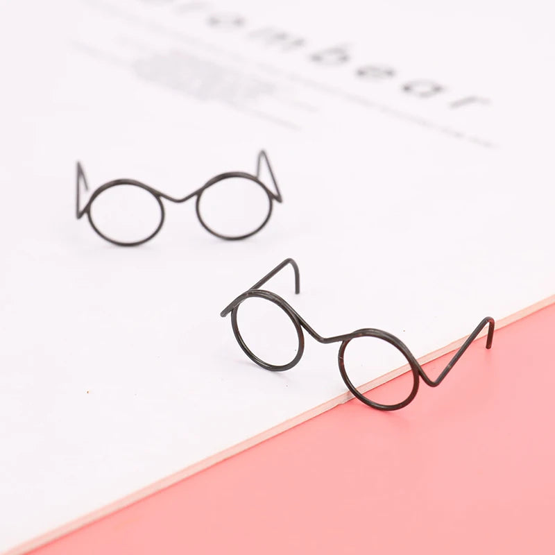 Fashion Round Frame Lensless Retro Cool Doll Glasses Accessories