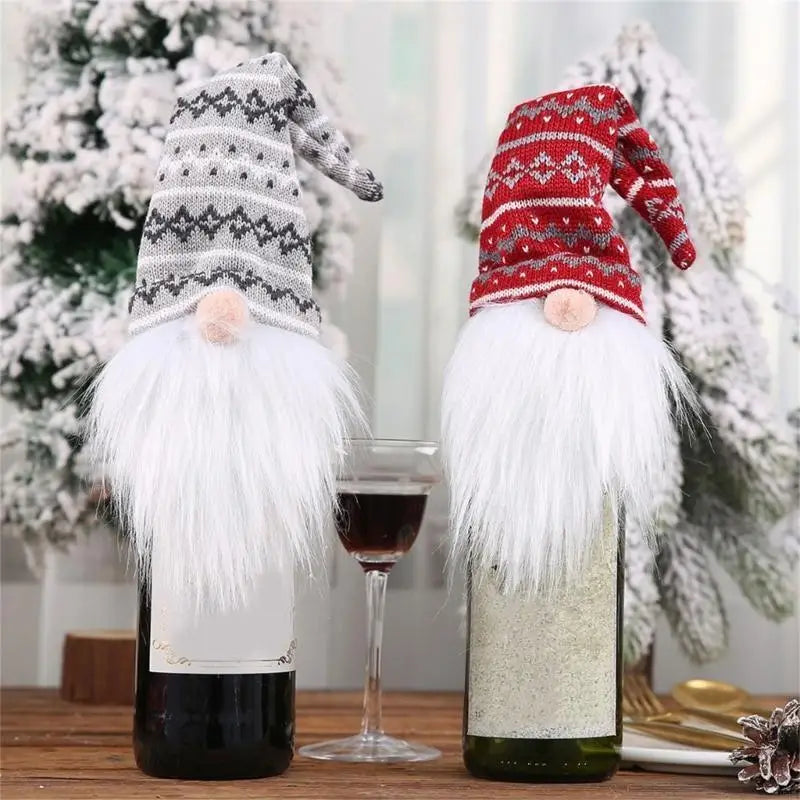 Christmas Themed Knitted Bottle Toppers Santa Design User Fabric