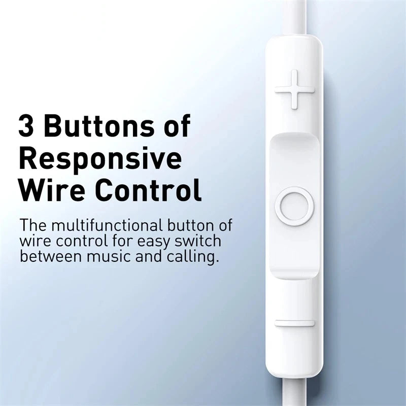 Baseus Wired Earphone H17 In-ear Microphone Samsung Galaxy Xiaomi
