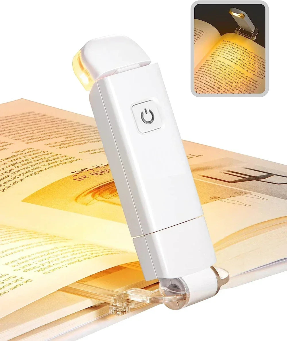 LED Clip-On Book Light – Amber, USB Rechargeable, 3 Brightness Clip-On Reading Light Zpaxo X-92 Light WHITE