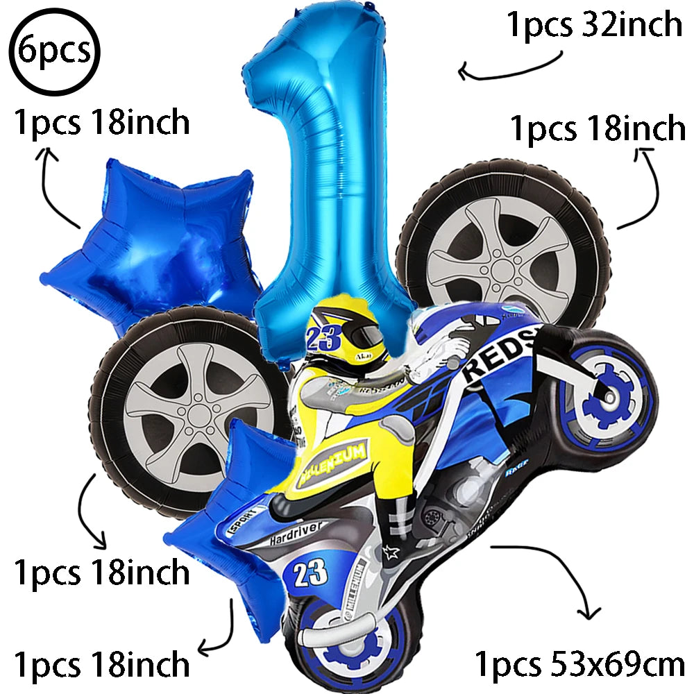 Large Motorcycle Foil Balloons Racing Car Balloon Boy Birthday Party