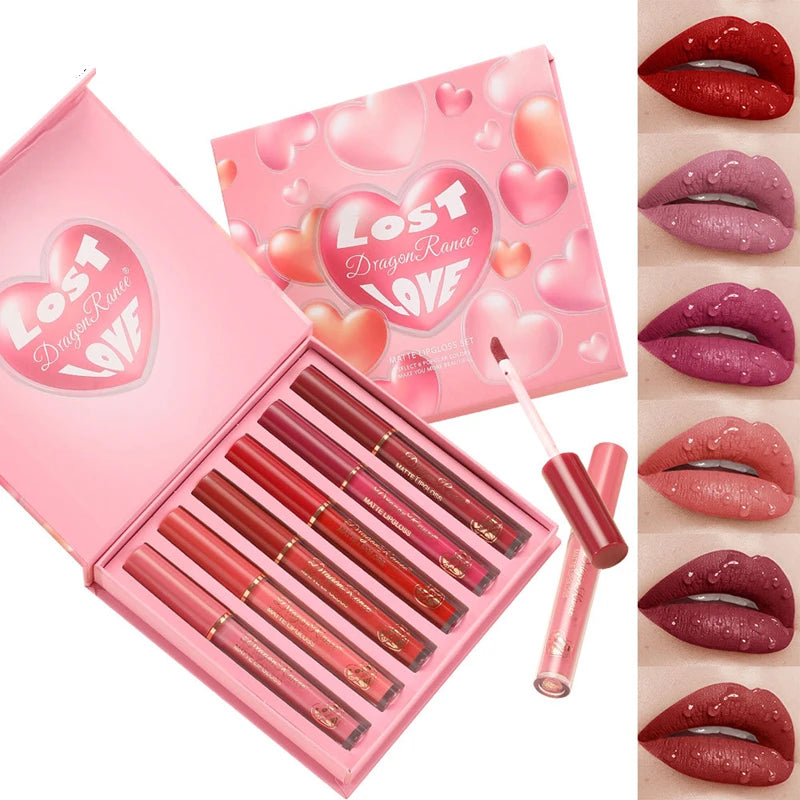 Matte Lip Gloss AB Two Sets Not Stained Cup Mouth Red Moisturizing Zpaxo C-6PCS