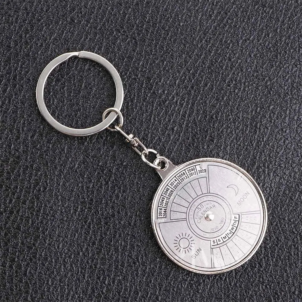 Compass Gift Silver 2010 To 2060 Creative 3D Perpetual Calendar Keyring Keychain 50 Years Zpaxo