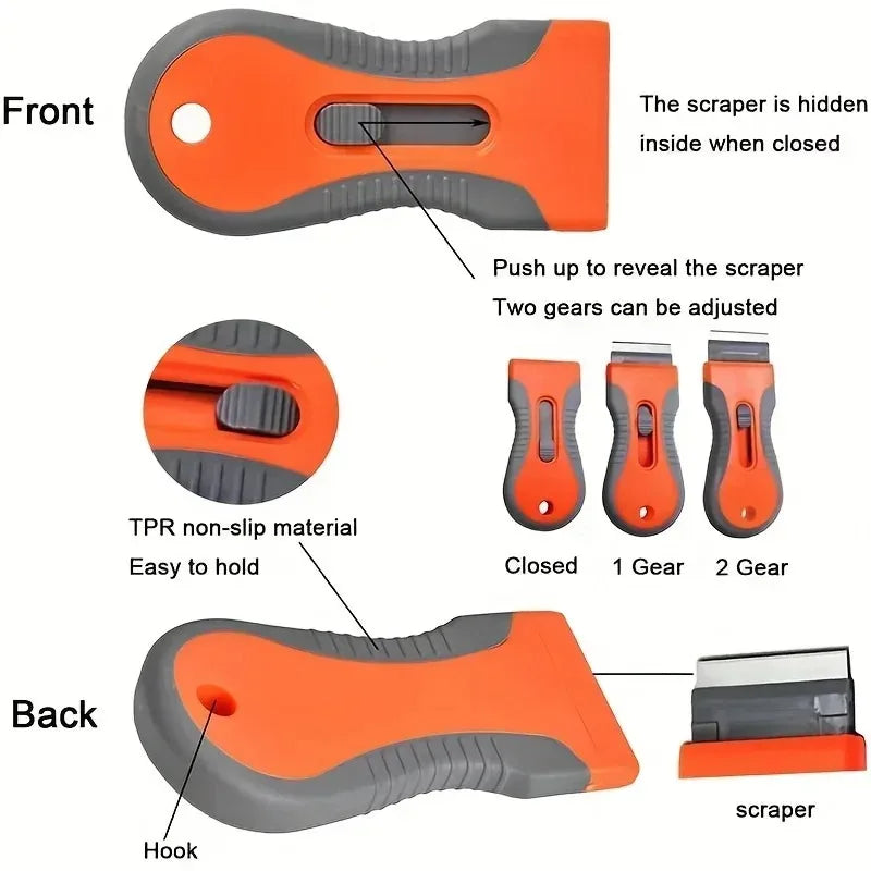 Glue removal 1 Set blade With 10 Blades, Telescopic Adjustment Knife, Cleaning Scraper Tool For Removing Labels,Stickers,Paint Zpaxo