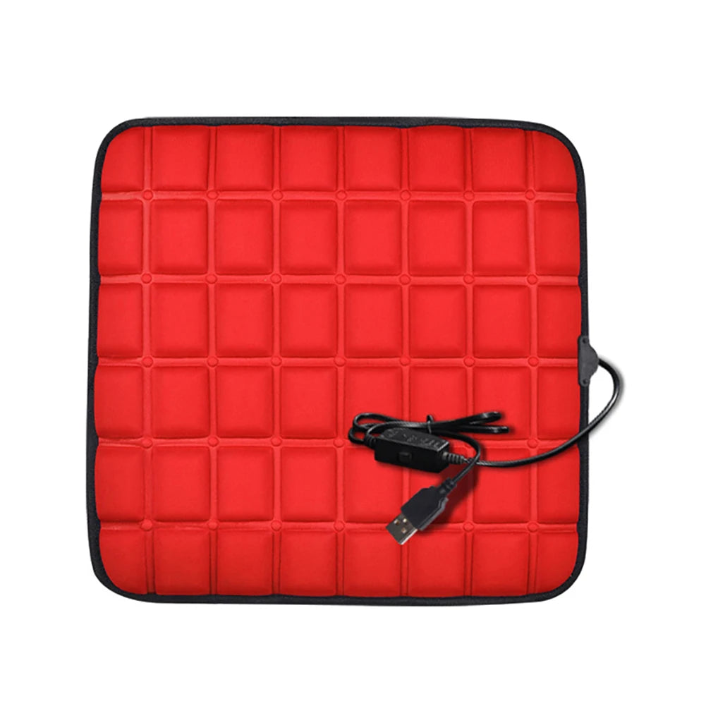 Electric Winter Warm Seat Cover USB 5V Heated Car Seat Cushion Comfortable Non Slip Scratch Resistant Auto Interior Accessories Zpaxo Red