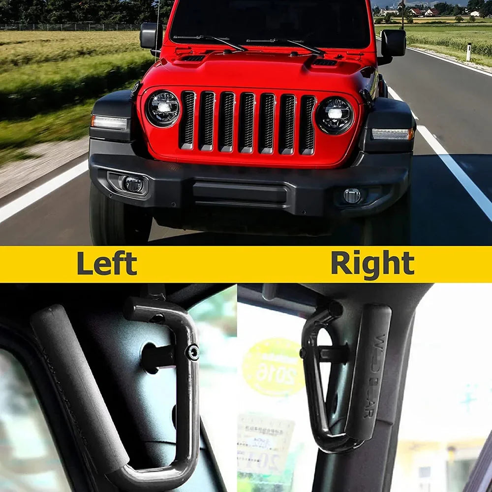 Front Grab Handles for 2007–2018 Jeep Wrangler JK JKU – Black Steel