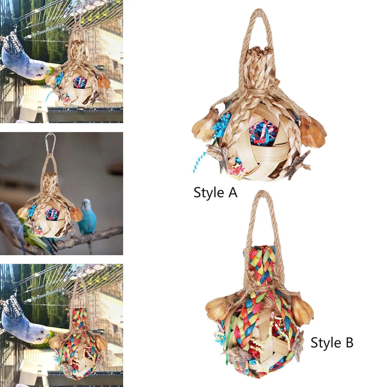 Bird Chewing Toy Chew Toy Ball Cage Bite Hanging Colorful Large Parrot Toys for Lovebird Cockatiels Conures Finches Parakeets Zpaxo