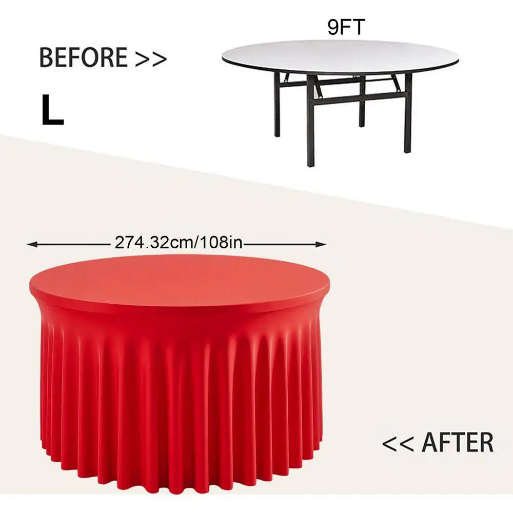 Table Cloth with Skirt 6ft/9ft Round Pleated Tablecloths Red Tableskirts Desk Cover Decorations for Christmas Baby Shower Zpaxo 9ft China Mainland