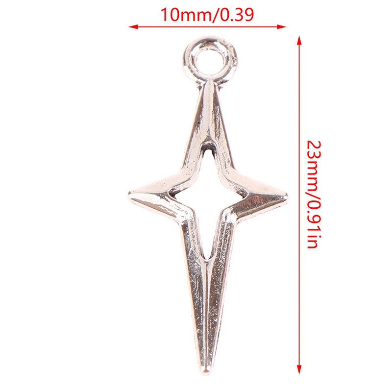 40 Vintage Silver Star Charms 23x10mm DIY Accessories Zpaxo