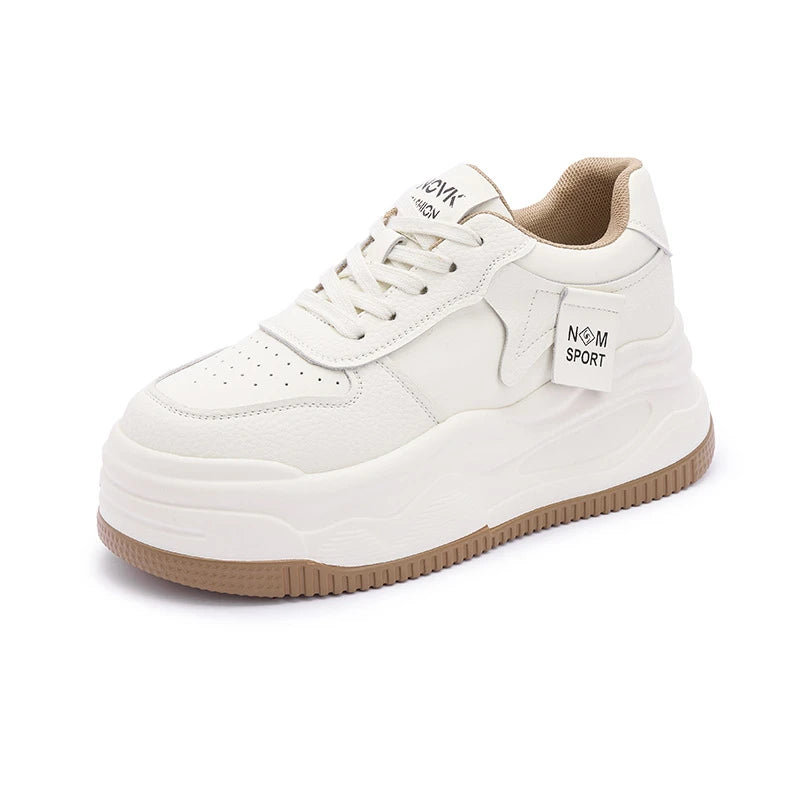 Women's Platform Chunky Sneakers Lace Up Design Sport Tag Detail Two Zpaxo
