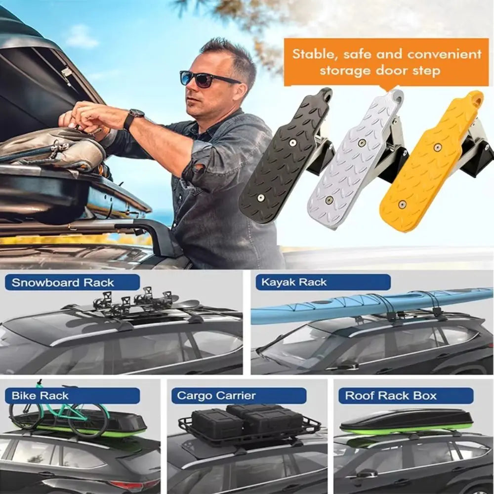Foldable Car Door Step Universal Aluminum Alloy Lock Hook Foot Pedal