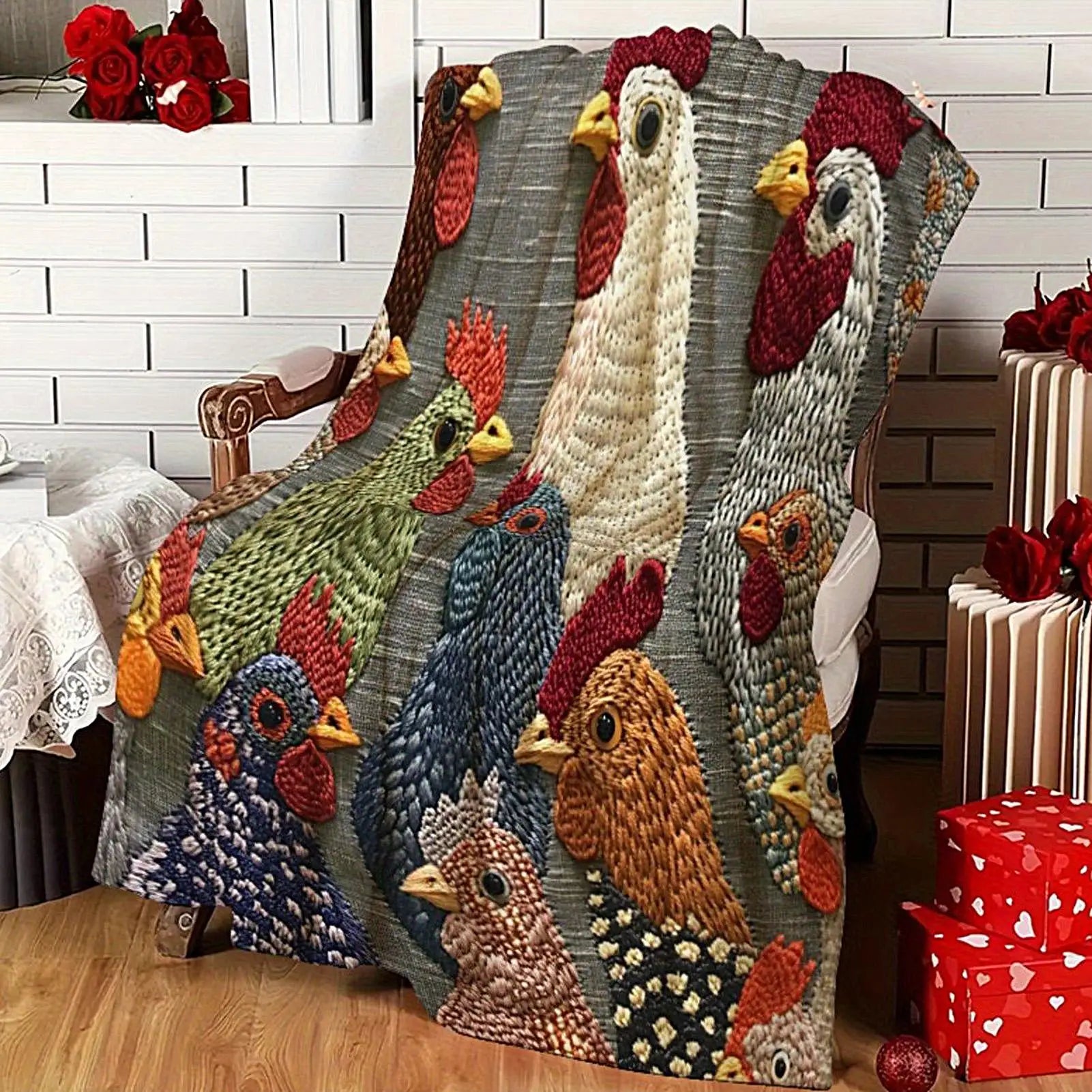 Chicken Throw Blanket 150x200cm Flannel Soft Foldable Machine