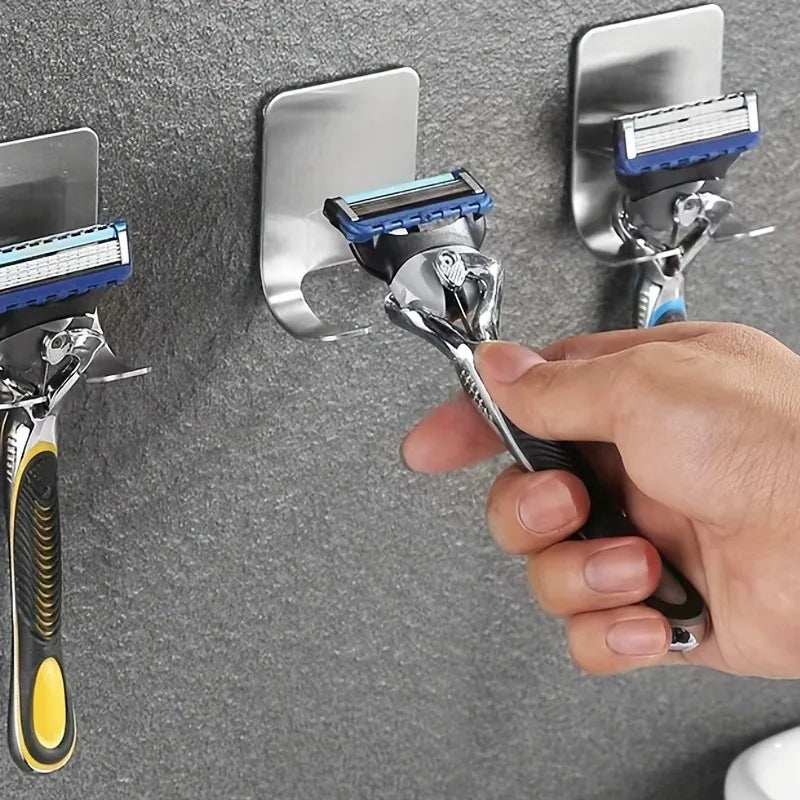 Sleek Stainless Steel Razor Rack Holder Punch-free Storage Plug Hook