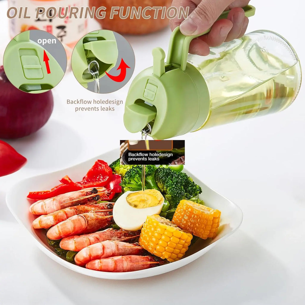 Olive Oil Spray Bottle for Oil Bottle Pouring for Cooking Oil Spices Camping Dispenser with Automatic Lid Spice Shaker Zpaxo