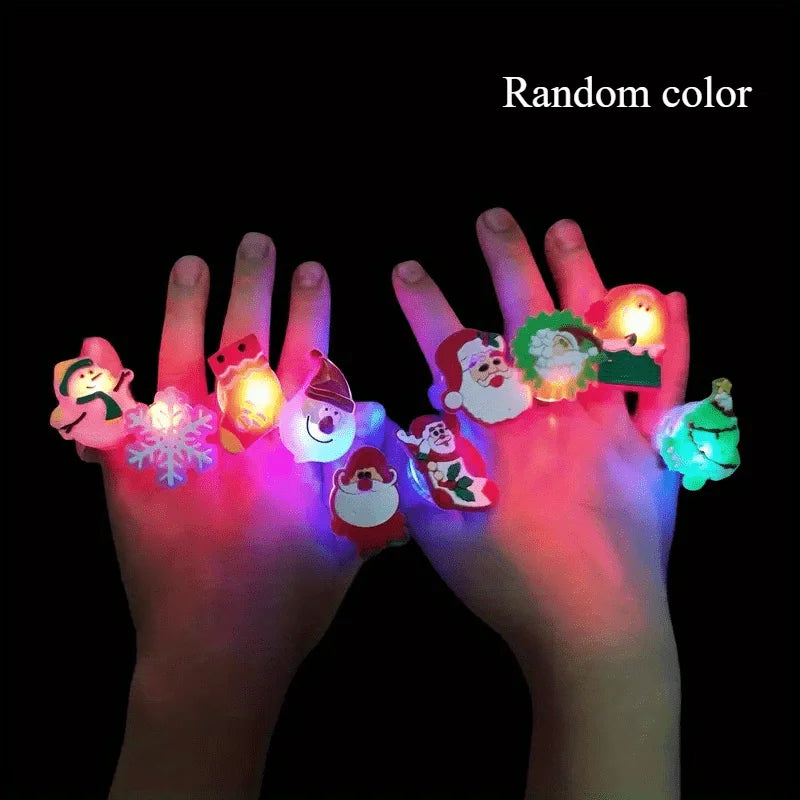 10 20 Christmas LED Light Up Ring Toys Luminous Finger Rings Children Zpaxo 10 piece