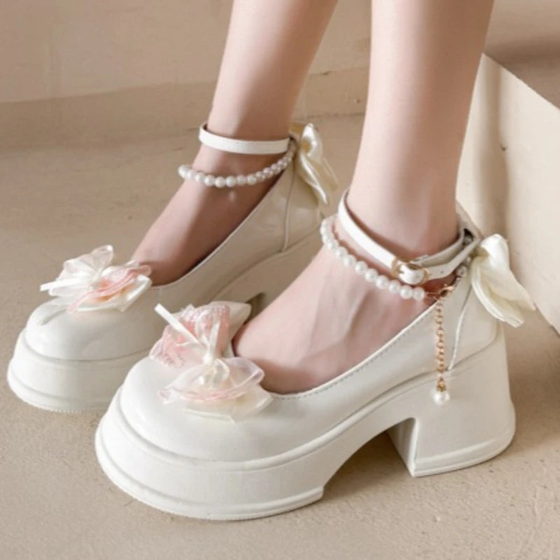 2026 Spring Autumn Women's Elegant Bow Pearl Embellishment Single Zpaxo Beige 35
