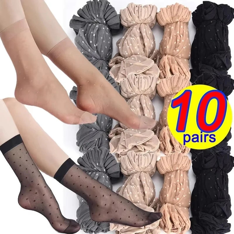 Women's Mesh Nylon Dot Socks – Breathable Summer Multi-Pack