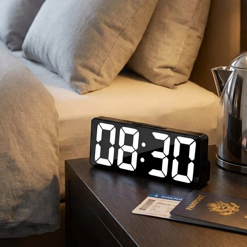 LED Digital Alarm Clock Bedroom Desk Temperature Display Adjustable