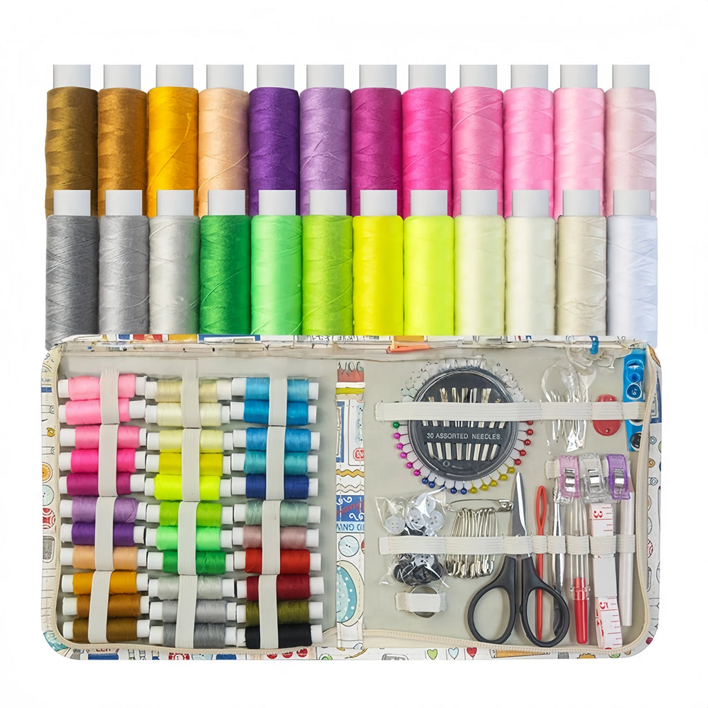 Sewing Kit Complete Set with Threads Needles Scissors Tape Measure Buttons and More for DIY Handcraft Projects Home and Travel Zpaxo