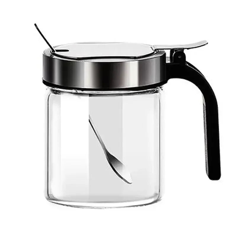 300ml Glass Seasoning Jar Stainless Steel Lid With Spoon Condiment Bottle Salt Shaker Kitchen Supplies Storage Set Spice Boxes Y Zpaxo Light Grey