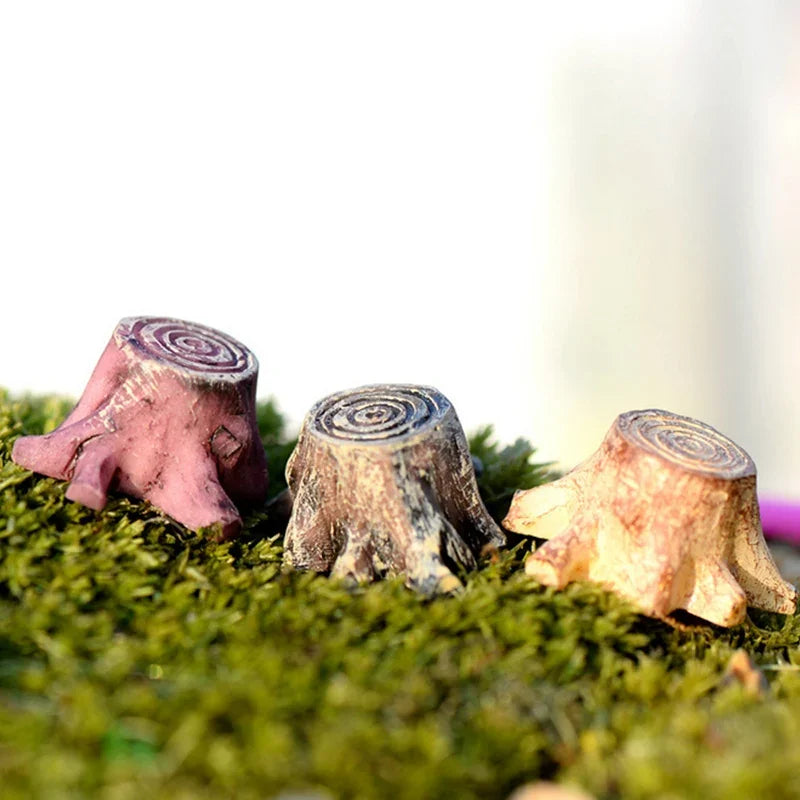 Mini Tree Stump Resin Figurine – Fairy Garden DIY Ornament