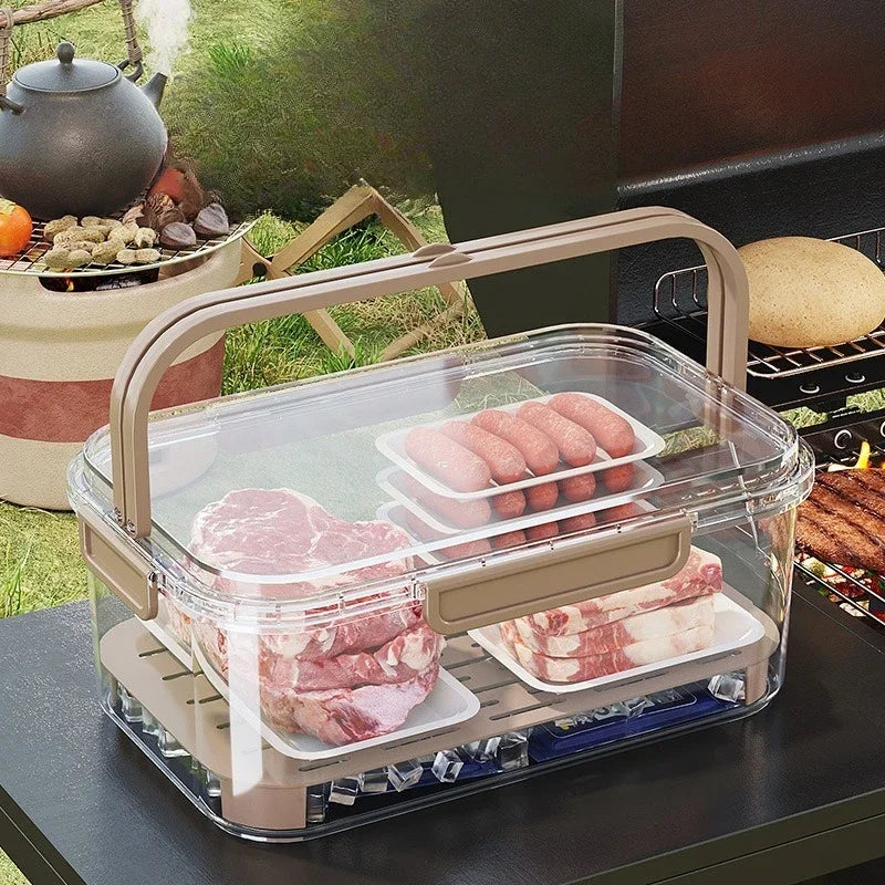 Large Capacity Bento Box, Handheld Portable Fresh-keeping Box for Outdoor Spring Outing, Student Spring Outing Fruit Sealed Box Zpaxo Green