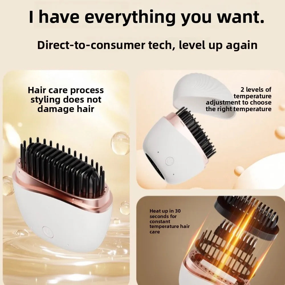 Multifunctional Electric Heating Hair Straightener Brush Portable Rechargeable Mini Straightener Hairdressing Tool Hot Comb Zpaxo