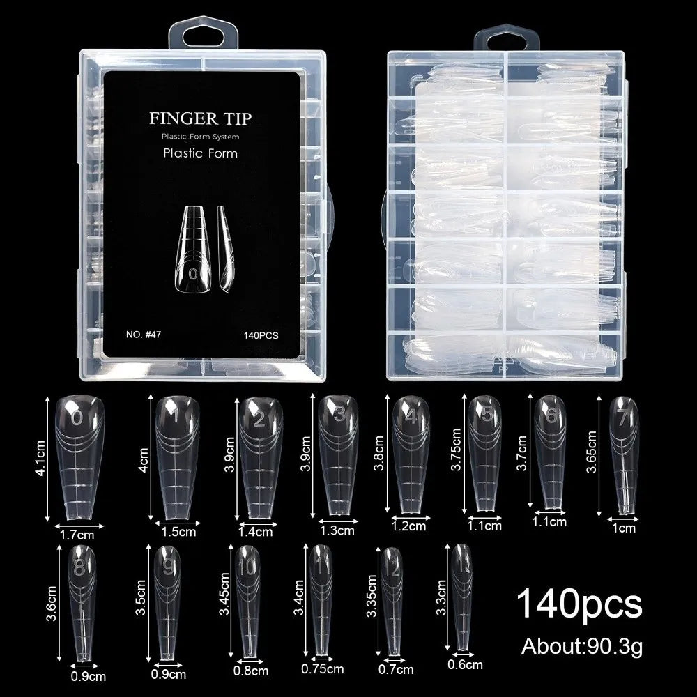 70 140 Gel Dual Nail Forms Transparent 14 Molds Reusable Poly Zpaxo