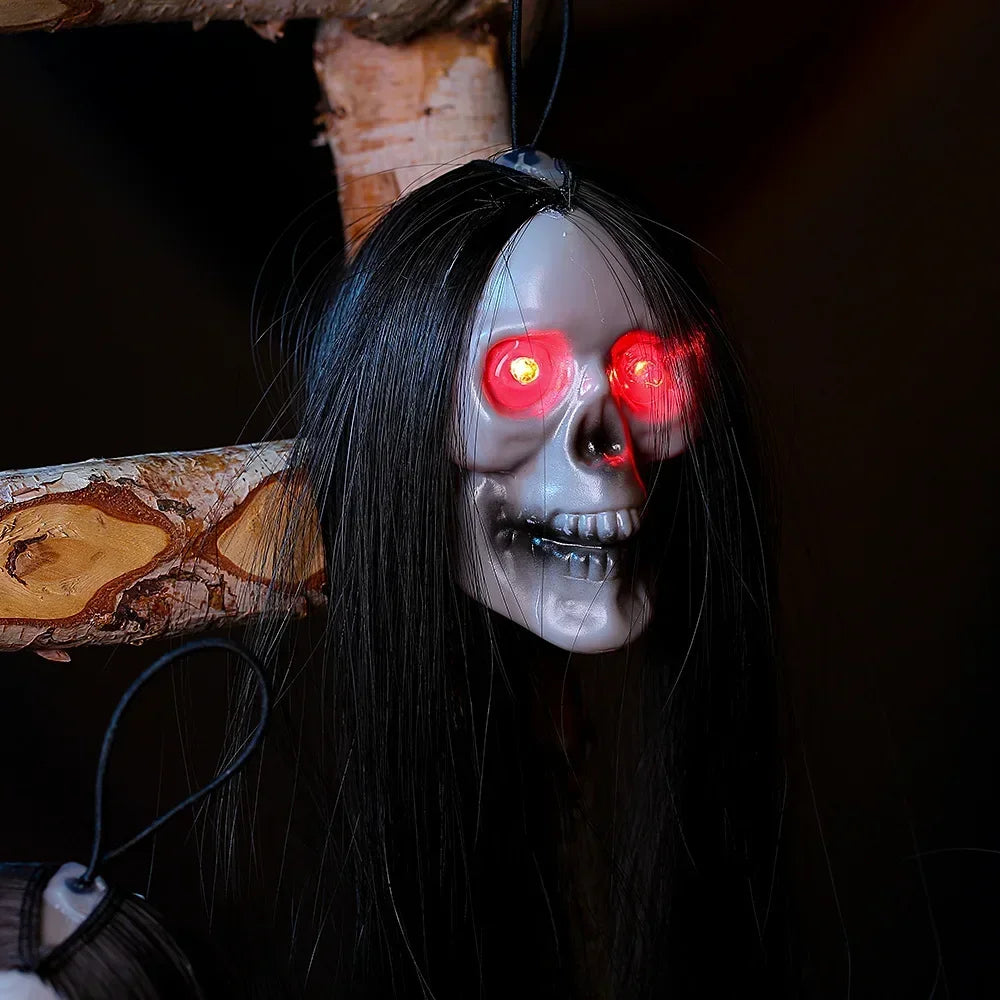Indoor Eerie Glowing Long Hair Ghost Head Hanging Halloween