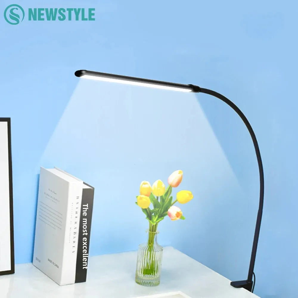 LED Eye-care Desk Lamp 10 Brightness Level 3 Lighting Modes Flexible Gooseneck Work Study Table Lamp with Clamp USB PC Desk Lamp Zpaxo