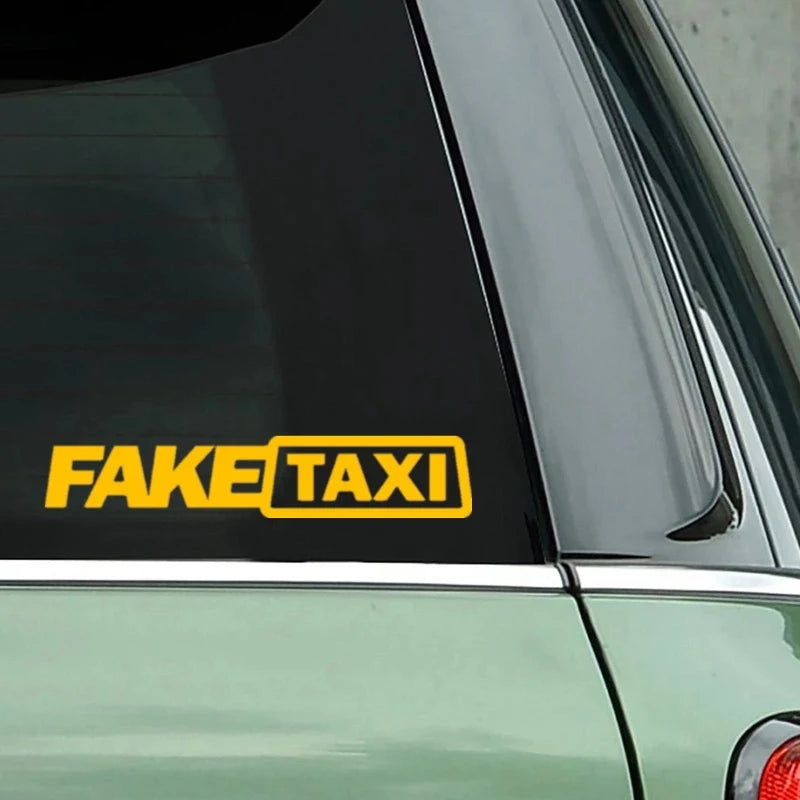 Funny Fake Taxi Car Vinyl Sticker – Self-Adhesive Decal Emblem