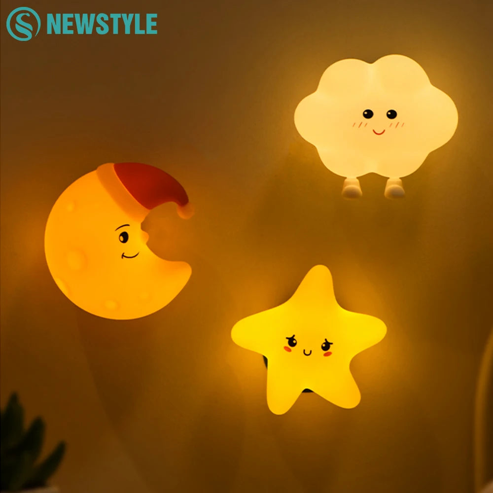 Novelty LED Star Cloud Silicone Night Light Nursery Sleeping Wall Lamp Rechargable Beside Lamp For Baby Bedroom Decor Zpaxo