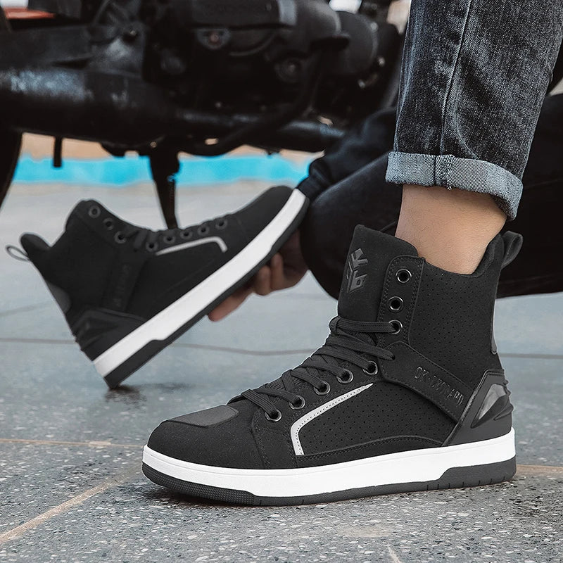 Lexsan Motorcycle Boots Men Leather Motos Breathable Anti Slip