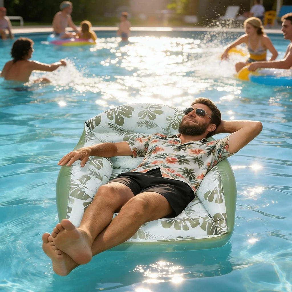 Pool Rafts Adults Inflatable Lounger Ergonomic Headrest Floating