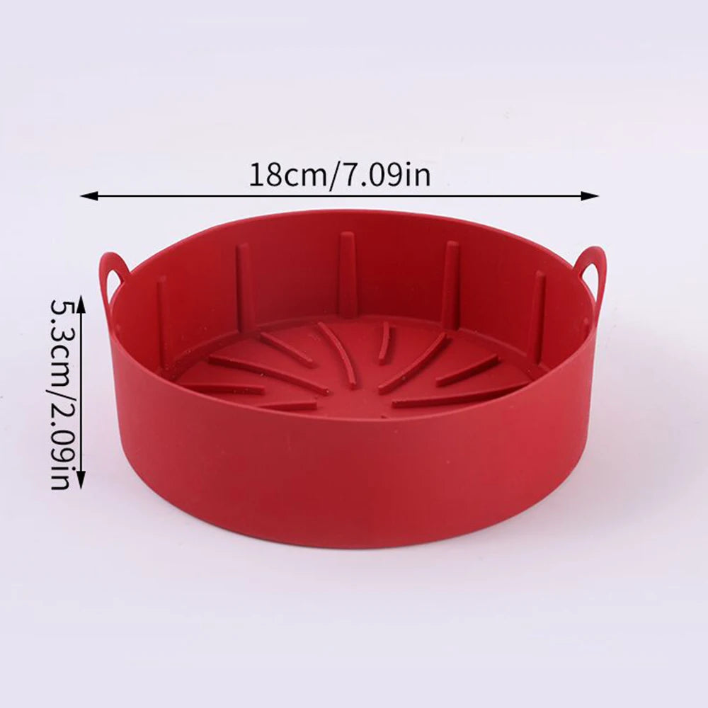 Air Fryer Silicone Pot Airfryer Liners Reusable Silicone Basket Oven Liner Baking Tray Pan Accessories Zpaxo 18cm Red