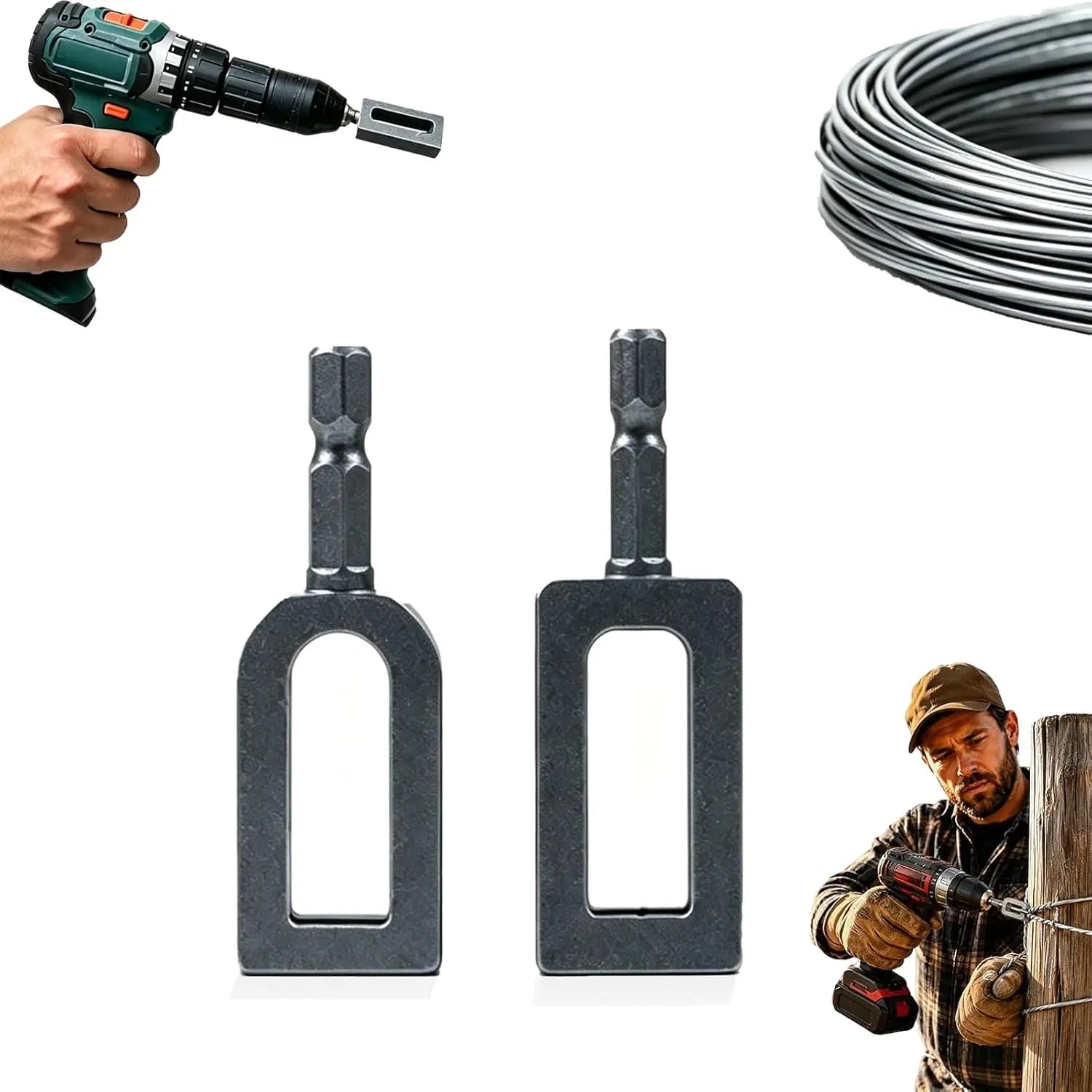 Drill Chuck Wire Twister – #9 & #11 Fence Wire Tying Tool