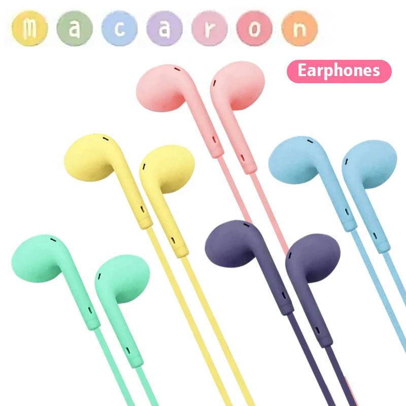 Macaron Universal Stereo Earphones Sports Music Earplugs Wired Zpaxo
