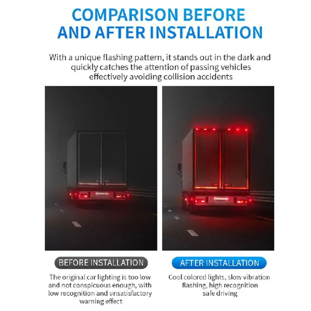 4Pcs Shake To Bright Solar Right-angle Warning Lights High Brightness Flashing Mode Vehicle Led Rear Light Waterproof Zpaxo