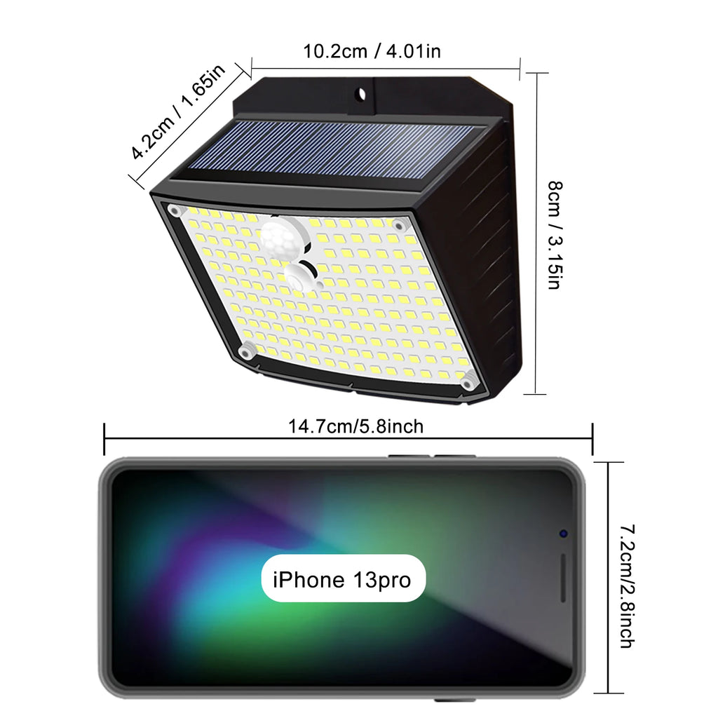 Solar Outdoor Light 158LED Motion Sensor Security Lights with 3 Modes IP65 Waterproof Solar Powered Wall Lights Outside for Yard Zpaxo
